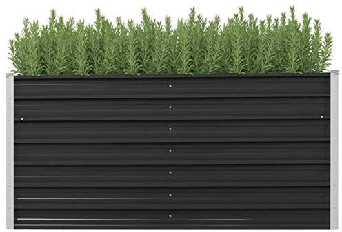 Chenshu Garten-Hochbeet, Pflanzkübel, Kräuterbeet, Hochbeete-kit, Schneckenzaun, Pflanztrog, Pflanzgefäße, Pflanzfolie Für Hochbeet,Teichbecken, Anthrazit 160 x 40 x 77 cm Verzinkter Stahl