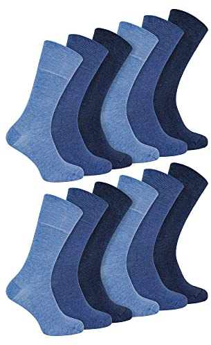 IOMI 12 Paar Herren Socken Ohne Gummibund Nahtlos Extra Weit Bambus Diabetikersocken (39-45, Navy blau)