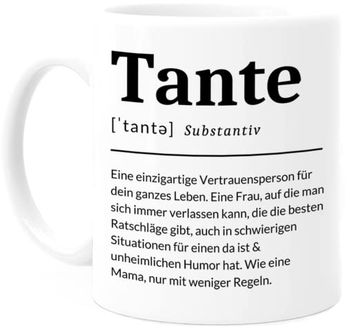 Tassenliebling® Definition Tante Tasse personalisiert - Beidseitiger Druck - Besonderes Tante Geschenk zum Geburtstag für die beste Tante der Welt - Geburtstagsgeschenk