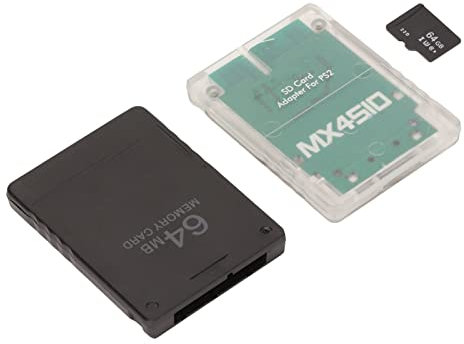 Septpenta Lettore di Schede di Memoria per Console di Gioco PS2, con Scheda di Memoria 64G e Scheda di Gioco FMCB 64MB, Adattatore per Memory Card di Ricambio Stabile(Macchina Sottile)