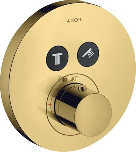 hansgrohe AXOR Starck ShowerSelect round Thermostat Unterputz für 2 Verbraucher, 36723990, Farbe: Polished Gold Optic