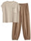 LILLUSORY 2-teiliges Strickset für Damen, trendiges Sweatsuit-Set, Hellkhaki, S