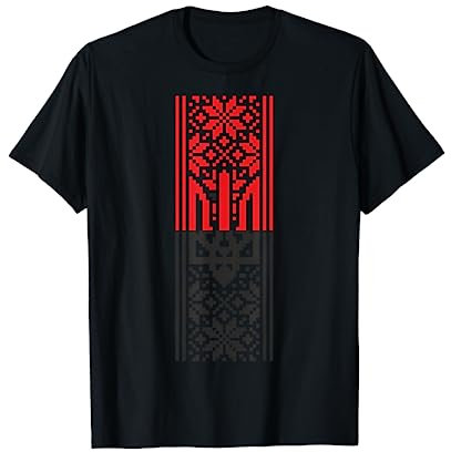 Ukrainisches Wappen Dreizack rote und schwarze Flagge Vyshyvanka T-Shirt