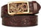 xichuangyuXCY Men's Leather Ratchet Belt Retro Dragon Pattern Eagle Tiger Buckle Carved Casual Business Belt 49 (Brown Flower Pattern Dragon 3)