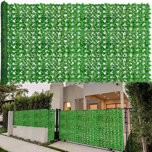 ODTORY Brise-vue en lierre artificiel - 152,4 x 304,8 cm - Anti-UV - Haie artificielle - Vert clair - Décoration pour intérieur, extérieur, jardin, clôture, balcon et beaucoup d'autres scénarios