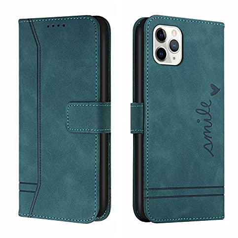 Trugox Handyhülle für Apple iPhone 11 Pro Max Hülle Klappbar Klapphülle mit Kartenfach Handytasche Handy Schutzhülle Tasche Leder Wallet Flip Case Slim Book Cover - Blaugrün
