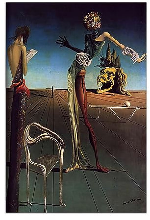HOPNRU Salvador Dali 1935 Surreales Poster Frau mit Rosenkopf Wandkunst Bild Druck Leinwand Gemälde Modernes Zuhause Schlafzimmer Dekor Poster (30x45cm-Ohne Rahmen)