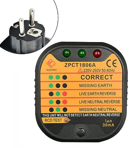 Kyaoayo Steckdosentester, Anschluss PrüFstecker, Diagnose Stecker Mit Kontrollleuchten Anzeige, Erkennbar Netzpolartest, Fehlerstromerkennung Und ErdungsleitungspannungsprüFung.