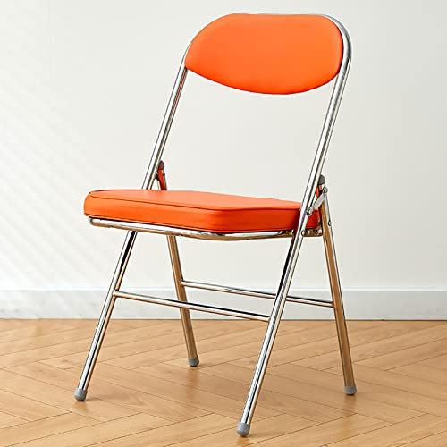 WestUx Tragbarer Klappstuhl mit Metallrahmen, Faltbare Outdoor -Outdoor und stapelbare gewerbliche Stühle für Bürohaus,Orange