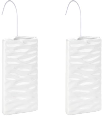 WENKO Saturateur avec motif Vagues - Humidificateur de locaux avec structure de vagues pour radiateurs à ailettes, Céramique, 9 x 19.5 x 4 cm, Blanc (Lot de 2)