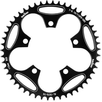 BIKECO Cadena de cadena de bicicleta estrecha y ancha 110/130BCD con 5 tornillos para cadena de bicicleta redonda 36/38/40/42/44/46/48/50/52/54/56/58/60T para 9 10 11 velocidades bicicleta de