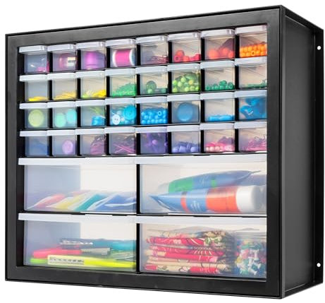 IRIS USA Screw Tool Organizer Small Parts Cabinet Chest, 36-Drawer Hardware Electronics Nuts Bolts Storage Drawers Organization Toolbox Garage Craft Business Teacher Beads Scrapbook Art Hobby - Black