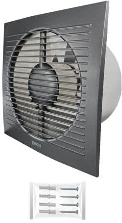 H&C VENT Extractor Fan │ Inline Exhaust Fan │For Kitchen Bathroom Shower Toilet Wall Ceiling Window Kit │ Silent Humidistat centrifugal fume fan (Anthracite, Ø 125 mm)