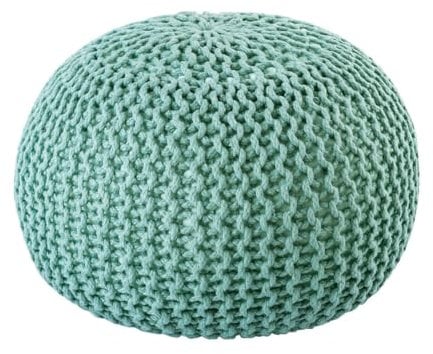 Amago home Pouf Outdoor ø 55 o. 45cm Bodenkissen Sitzpouf Hocker wetterfest pflegeleicht & nachhaltig Größe ø 55 cm, Farbe Mint - Ocean Wave