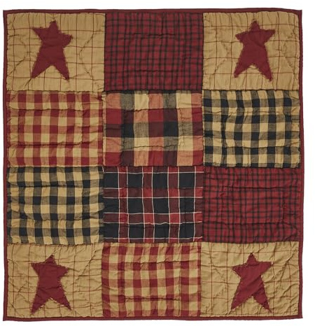 VHC Brands Connell Quilted Lap Throw 30Wx30L, Bedroom and Living Room Decor, Blanket, Cotton, Connell Collection, Square 30x30, Burgundy