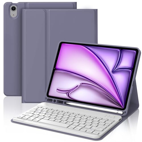 JADEMALL Custodia Tastiera per iPad Air 11 M2/M3 2024/2025, Italiano QWERTY Tastiera Bluetooth Rimovibile con Supporto Pencil per iPad Air 11 M2/M3 2024/2025, Viola