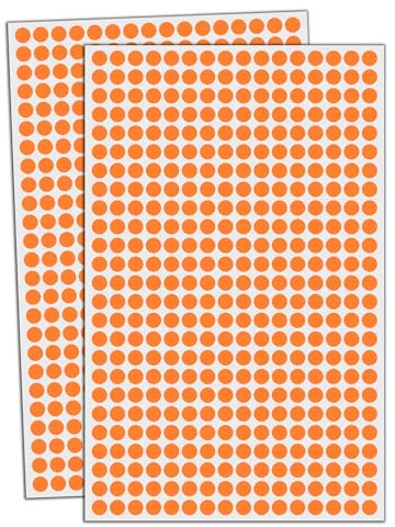 6000 Stück, 8mm Klebepunkte Runde Punktaufkleber Etiketten Markierungspunkte - Orange