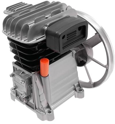 Tête de pompe à compresseur d'air 2HP - 960 tr/min - Avec 2 cylindres - Outil de compresseur d'air - Avec silencieux - Argenté et noir