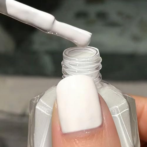 Glitter Nail Polish, Glitter Nail Varnish, Diamond Glitter Quick Dry & Long Lasting Nail Polish No UV Lamp Curing, Chip Resistant, Non-Toxic, Quick Drying, At Home & Salon Manicure (37#White)