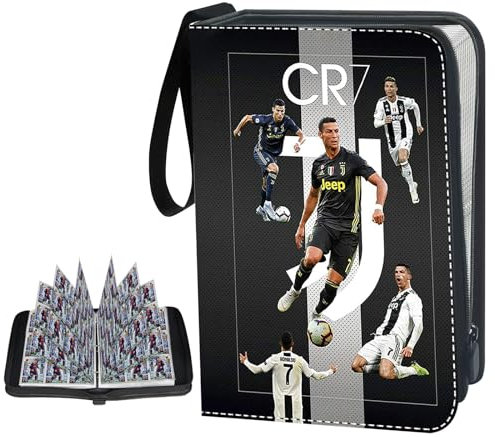 Fußball Karten Sammelkarten Album, Sammelkarten Album Kompatibel Karten Sammelalbum, Fussball Karten Sammelalbum 50 Seiten 900 Karten Kapazität,Tragbar Wasserdicht PU Karten Halter, Karten Ordner Heft