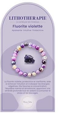 Yvelise Bracelet Fluorite violette - Pierres naturelles AAA - 8mm - Perles de lithothérapie femmes et hommes - 119