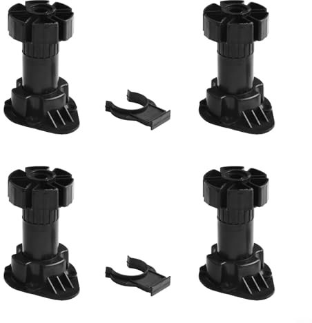 Lot de 4 pieds de meubles, clips de base de cuisine, clips de plinthe, pieds réglables pour de multiples utilisations, pour canapés, tables, armoires (10 cm)