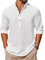 COOFANDY Herren Langarm Henley Sommerhemd Einfarbig Strandhemd Freizeithemd Urlaubshemd Langarmshirts Casual Hemd Sommer Tshirts Weiß XL