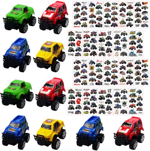 LTHOENG Monster Truck Geburtstag Deko,Mitgebsel Kindergeburtstag,10 Monster Truck 20 Tattoos für Kinder, Geburtstag Party Halloween Adventskalender Deko,Give Aways Gastgeschenk