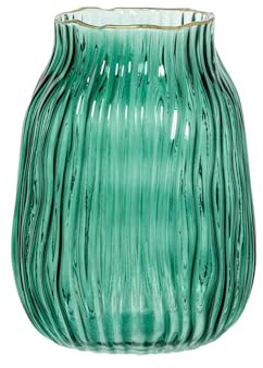 Jarron de sobremesa de Cristal Verde y Filo Dorado 16x16x20 cm