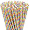 100 Stück Strohhalme Papier, Biologisch Abbaubare Papierstrohhalme, Regenbogen Streifen Trinkhalme, Bunte Papier Einweg-Strohhalme, für Geburtstag, Hochzeiten, Party, Weihnachten, Cocktail