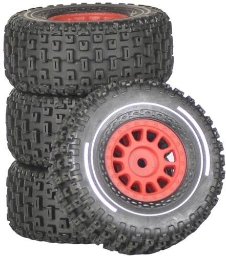 Vorgeklebte 1/14 RC Reifen & Felgen 12mm Hex, 65 mm für Mojave GROM/MJX | All-Terrain-Reifen für On-/Offroad, passend für Traxxas ARRMA Tamiya Kyosho HPI Hyper Go 14301/2/3 und 1/14–1/18 RC Cars