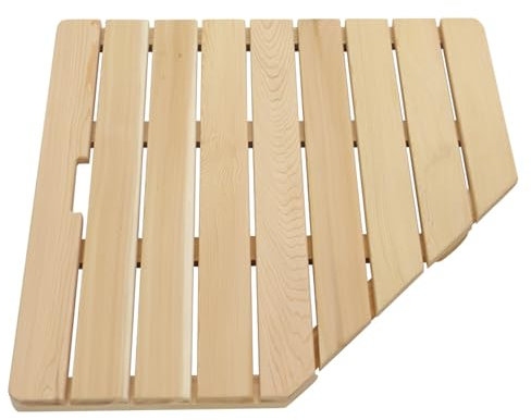 Bambus-Badematte aus Holz mit rutschfesten Gummistopfen, Diamant-Design, 90 x 90 cm, Badematten für Badezimmer und Außenduschwanne