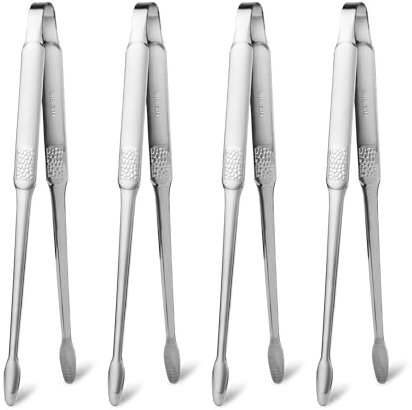 4 Pcs 10.8-Inch Stainless Steel Korean BBQ Tongs for Grilling and Cooking (4, silver, 10.8)