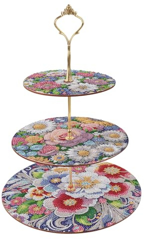 DCIDBEI Diamond Painting Dessert Ständer 3 Stöckig 25x32cm Diamant Painting Cupcake Ständer Gestufter Gebäck Snack Süßigkeiten Buffet Ausstellungsturm Servierplatte