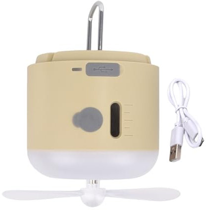 Zenlir USB Ventilateur Lumière Camping Multifonctionnel Rechargeable avec Une Fonction Brumisation Répulsive Lampe À Fans Plafond Tente 4 en 1