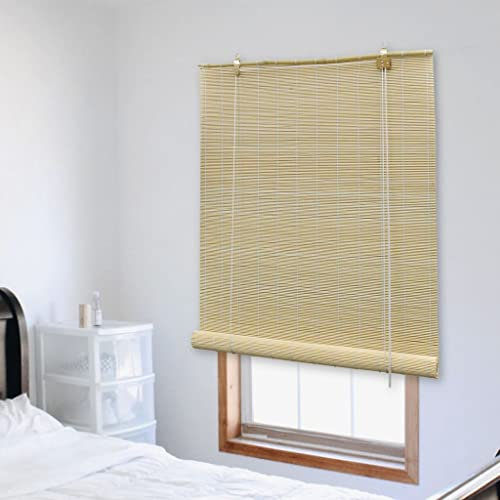 Myheimly Bambusrollo Natur Fensterrollo Sichtschutz Holzrollo Jalousie Hellbraun,80 x 220 cm