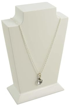 Neckform Halskette mit Holz-Finish, schwarz oder weiß, Schmuckbüste, Präsentation (weiß, klein BD6901)