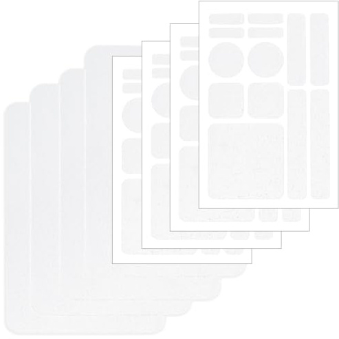 SOFPLATE 8Pcs 2 Styles Cell Phone Grip Tape Clear Finger Grip Stickers Rubber Round Rectangle Shaped Waterproof Self Adhesive Traction Pre-Cut Non Slip Kit for Phones Cases Mouse Laptop Tablet Tools
