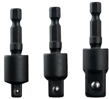 Adaptador de enchufe de 360 grados, 3 unidades, brocas de 1/4'', 3/8'' y 1/2'', vástago hexagonal, funda for destornillador neumático, accesorios for herramientas eléctricas universales(Black 3pcs)