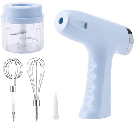 Batteur à main sans fil, batteur électrique portable à 5 vitesses avec fouet, idéal pour mélanger le beurre et l'œuf, essentiel de cuisine
