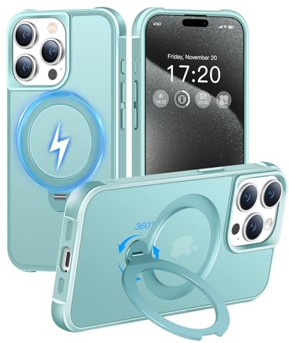 HuwaiH 360° Magnet Ständer Hülle für iPhone 15 pro, Blau