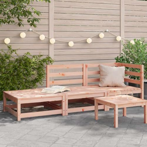 YuuSsea Gartensofa mit Hocker, 2-Sitzer, aus massivem Douglasienholz, ideal für Terrasse, Garten, Balkon, Set, Bequeme Outdoor-Möbel