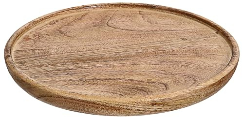 Cepewa Dekoteller rund | Ø30x2,5cm Mangoholz | rustikale Dekoschale Naturprodukt | Holzdekoration Holzteller für die Wohndekoration (Ø30cm)