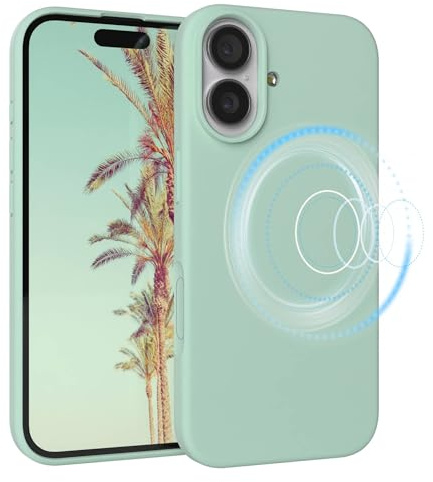 EAZY CASE Magnetische Silikon Hülle für iPhone 17 - MagSafe-kompatibel, Premium-Liquid-Silikon, Stoßfest, Kameraschutz, Mikrofaser-Innenfutter, Slim Cover Handyhülle Bumper - Mintgrün Grün