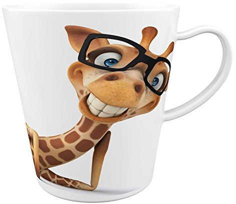 Merchandise for Fans Hipster Giraffe mit Brille |Latte Macchiato Becher Kaffeebecher mit Fotodruck |008