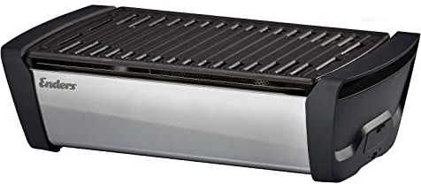 Enders® 1380 Aurora Mirror raucharmer Tischgrill, mit Guss-Rost, Holzkohlegrill, klein, Balkon, Picknick, Camping-Grill, rauchfreier Tischgrill, mit Belüftung, matt silver