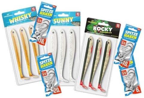 Raubfisch Store - Lieblingsköder Räuberset 15 cm klares Wasser - Kombi-Set:15 cm Köder incl. Jigköpfe