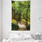 ABAKUHAUS Wald Wandteppich und Tagesdecke, Hölzerne Brücke über Teich aus Weiches Mikrofaser Stoff Waschbar ohne Verblassen Digitaldruck, 140 x 230 cm, Grün Braun
