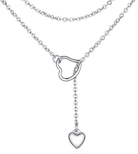 FOCALOOK Collar Mujer en Forma de Y Acero Inoxidable 316L Collar Super-Largo para Suéter Cadena Fina Collar Minimalista Joyería Delicada Madre Pareja