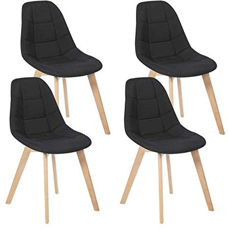 IDMarket - Lot de 4 chaises scandinaves Gaby Noires en Tissu pour Salle à Manger
